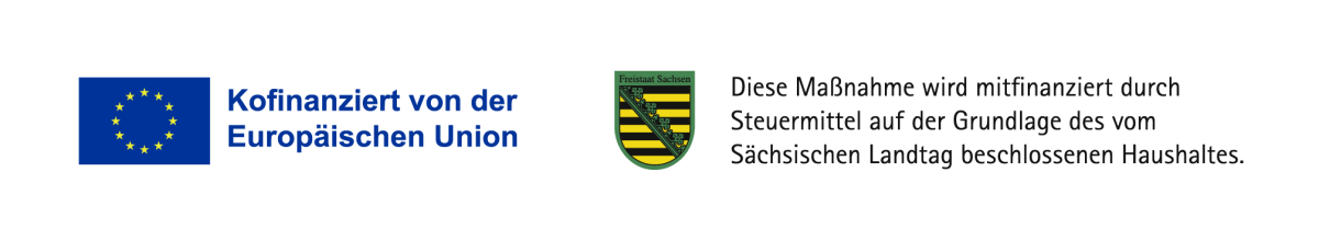 EU-Förderlogo und Sachsen-Signet – kofinanziert von der Europäischen Union und dem Freistaat Sachsen